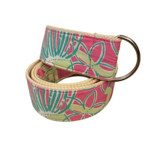 Lilly Pulitzer Womens Y2K D Ring 100% Cotton Floral Belt